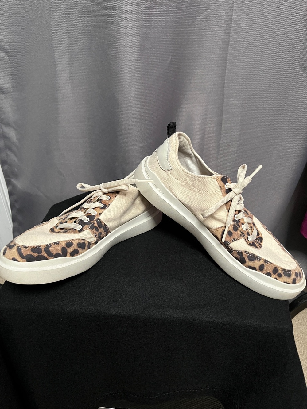 Cole Haan Cream Sneakers with Leopard Accent